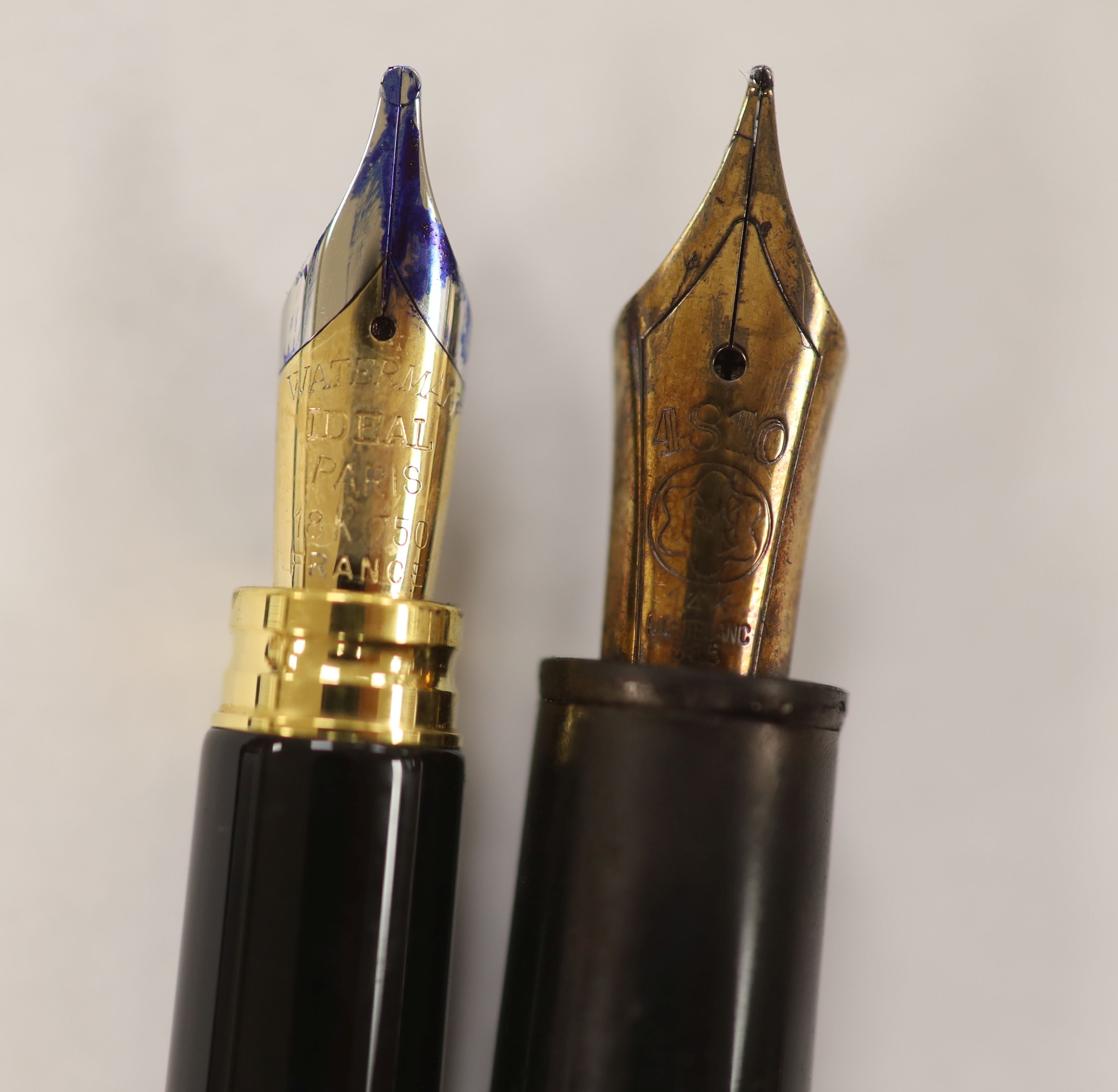 A Mont Blanc fountain pen and a Waterman fountain pen